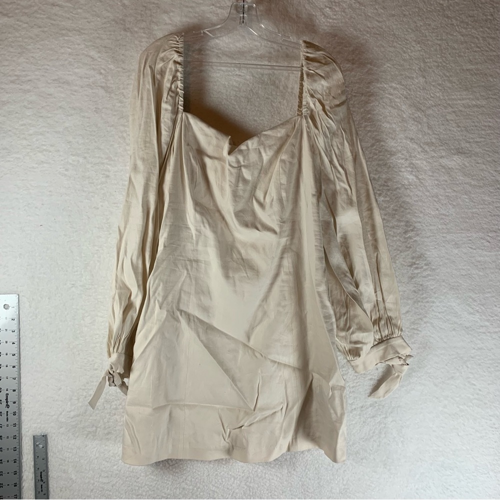 Ted Baker Britnie Nude Dress Linen Blend Blouson Sleeve Size 6 NWT 6075